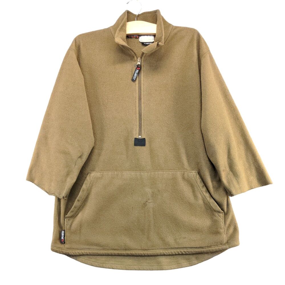 Polartec By Peckham USMC Marines Men's 1/4 Zip Fleece Sweatshirt L Tan Mock Neck